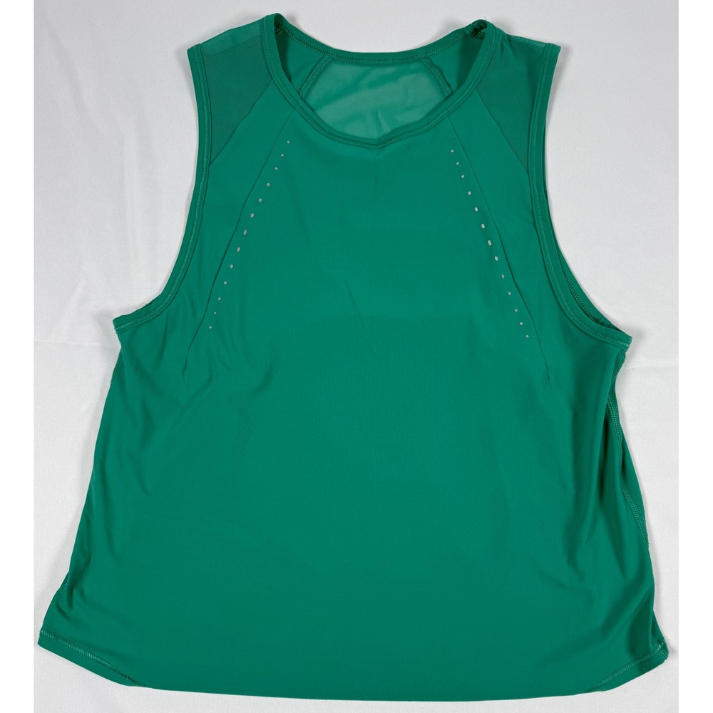 Lululemon Green Mesh Panel Pleated Back Athletic Tank Top Size S